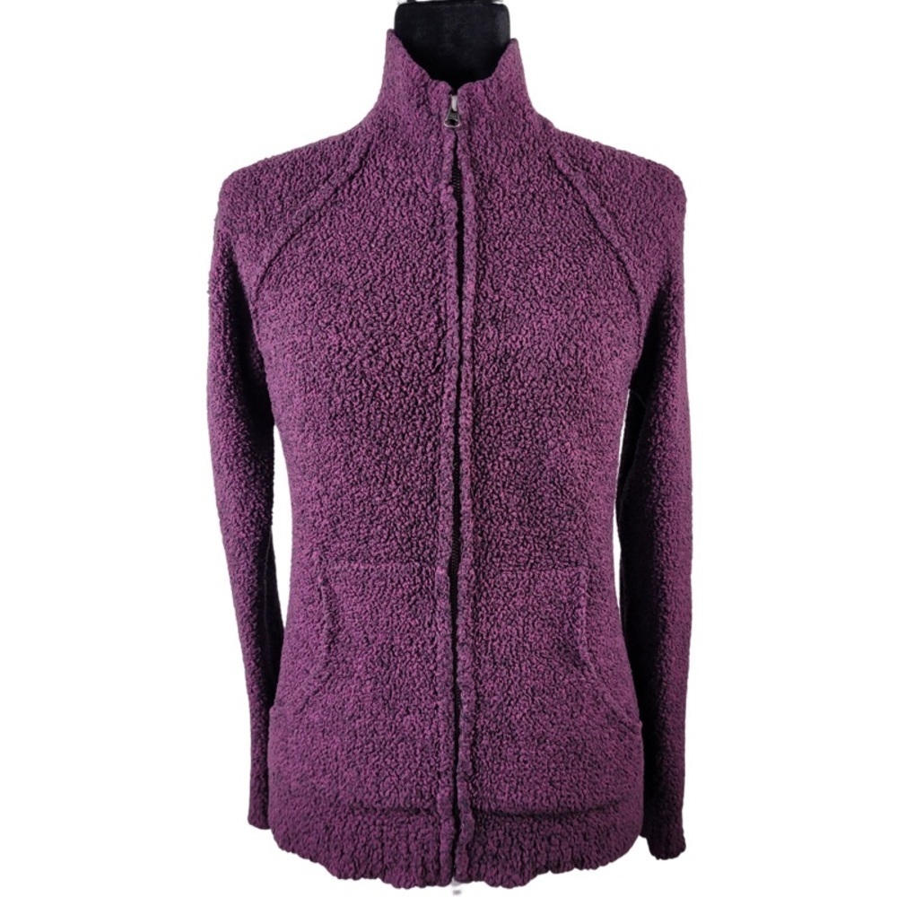 ✅ Natural Reflections woman’s burgundy fuzzy full zip cardigan sweater size S